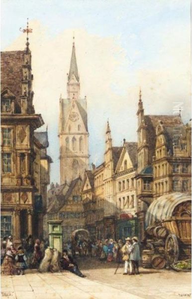 A Street In Hanover Oil Painting by William Wyld