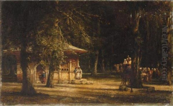 Turks Resting By A Kiosk Oil Painting by William Wyld