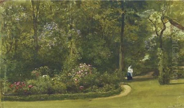 A Walk In The Garden Oil Painting by William Wyld