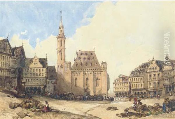 Riemer Platz, Frankfurt Oil Painting by William Wyld