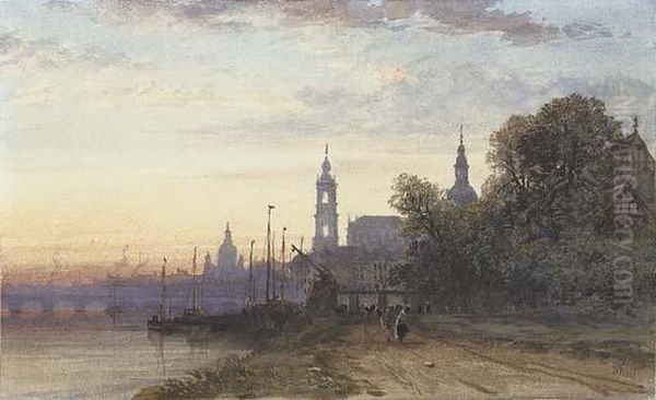 Dresden, Germany, At Sunset Oil Painting by William Wyld