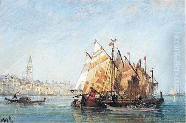 Sailing Boats On The Lagoon, Venice Oil Painting by William Wyld