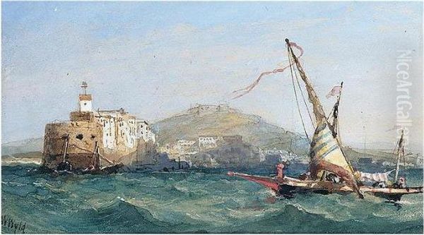 Sailing Boats Off Naples Oil Painting by William Wyld