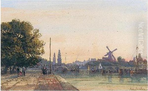 View Of Amsterdam From The Amstel Oil Painting by William Wyld