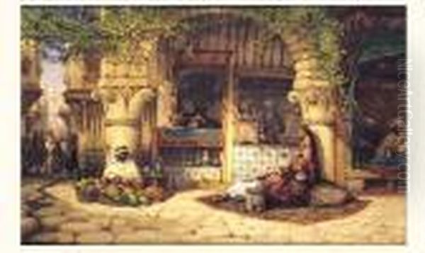 Boutiques Algeroises Oil Painting by William Wyld