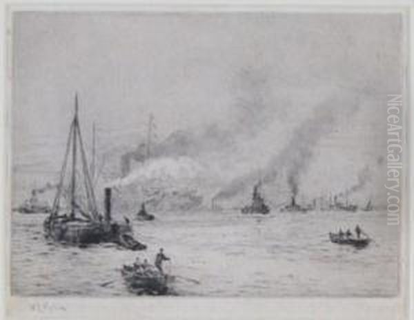 Shipping On The Mersey Oil Painting by William Lionel Wyllie