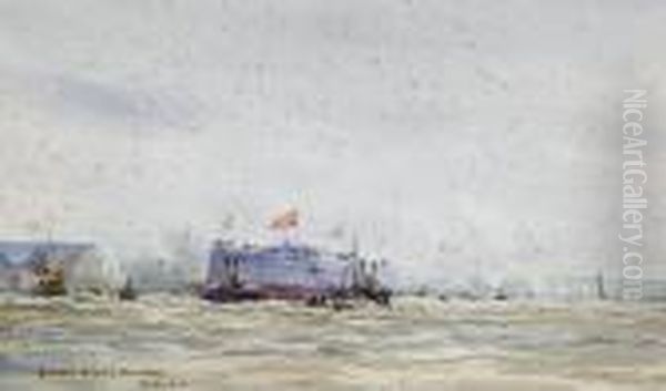 Launch Of Hms Albermarle Oil Painting by William Lionel Wyllie