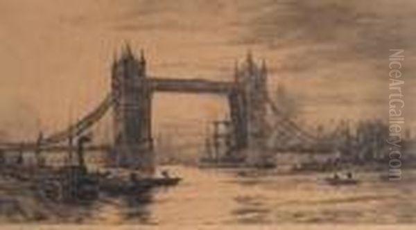 Tower Bridge, London Oil Painting by William Lionel Wyllie