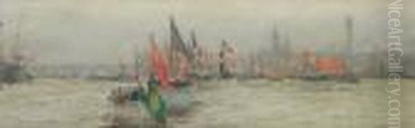 King George's River Pageant Oil Painting by William Lionel Wyllie