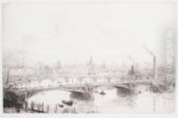 Blackfriars Bridge And St Paul's Oil Painting by William Lionel Wyllie