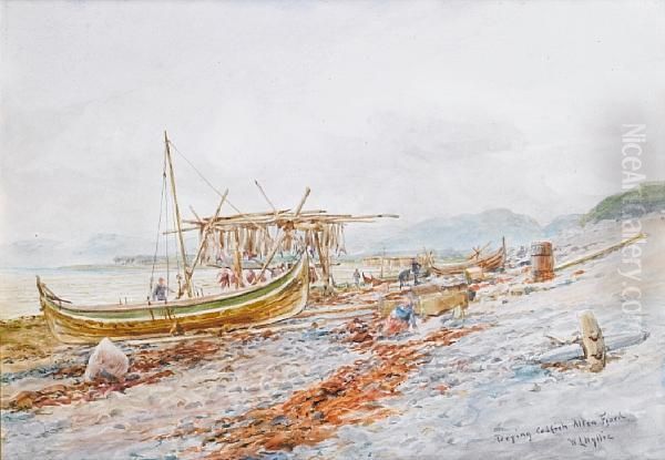 Drying Codfish Oil Painting by William Lionel Wyllie