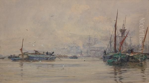 London Barges Oil Painting by William Lionel Wyllie