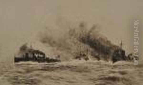 Convoy Of Battleships Oil Painting by William Lionel Wyllie