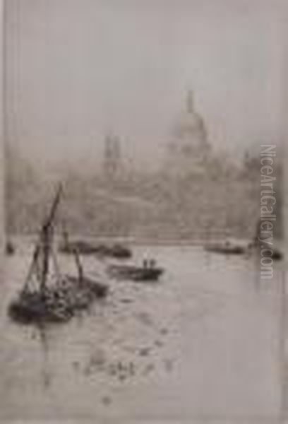 View Of St. Pauls Oil Painting by William Lionel Wyllie