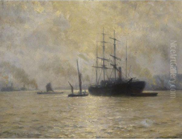 Shipping On The Thames Oil Painting by William Lionel Wyllie