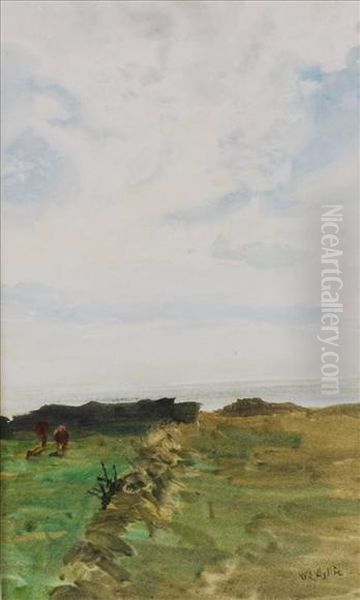 Grazingcattle On The Coast Oil Painting by William Lionel Wyllie