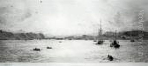 Fishing Boats On A Loch Oil Painting by William Lionel Wyllie