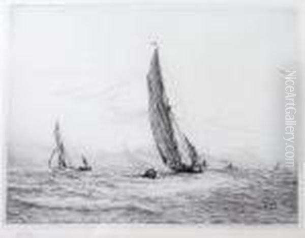 Thames Barge Race Oil Painting by William Lionel Wyllie