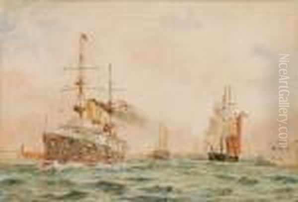 Leaving Portsmouth Oil Painting by William Lionel Wyllie