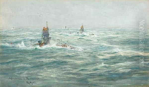 Submarines In The Channel Oil Painting by William Lionel Wyllie