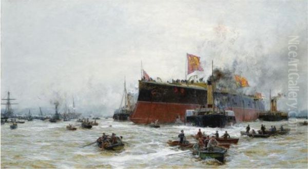 Birth Of A Titan - Hms Blake Oil Painting by William Lionel Wyllie