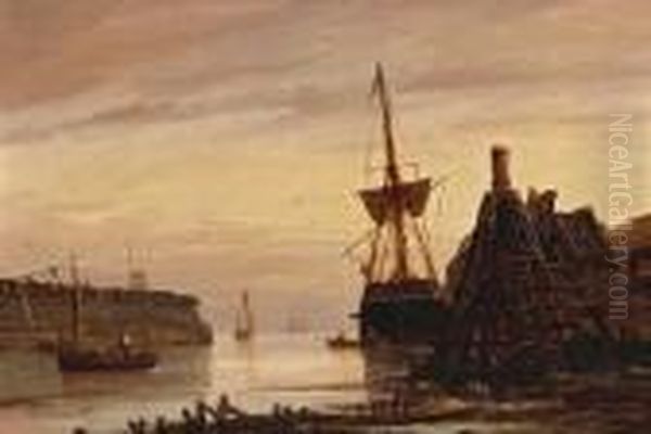 A Harbor Scene At Sunset Oil Painting by William Lionel Wyllie