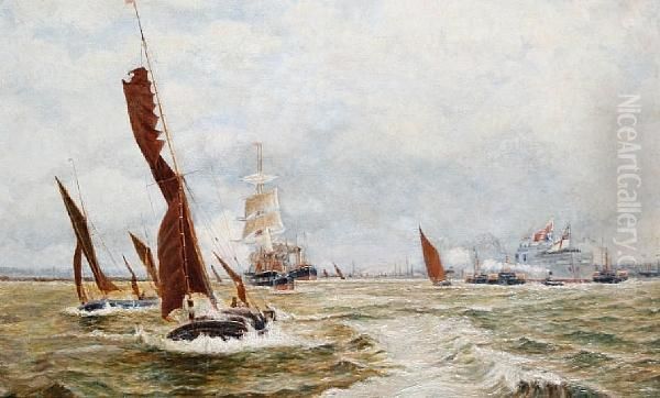 Ships Leaving Harbour Oil Painting by William Lionel Wyllie