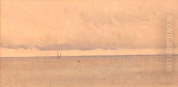 Seascape With Sailing Boat In A Calm Oil Painting by William Lionel Wyllie