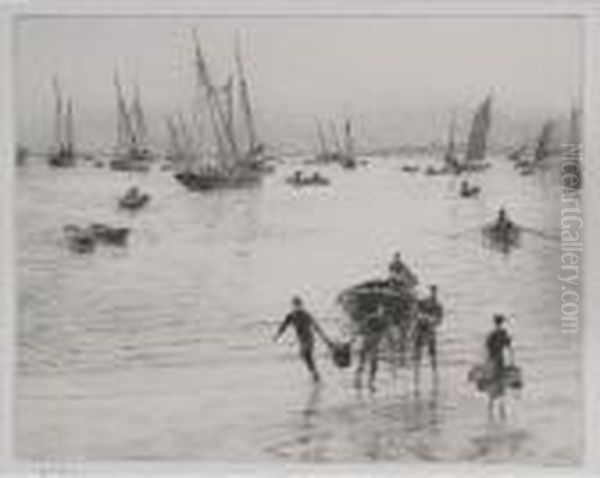 Landing Oysters, Cancale Oil Painting by William Lionel Wyllie