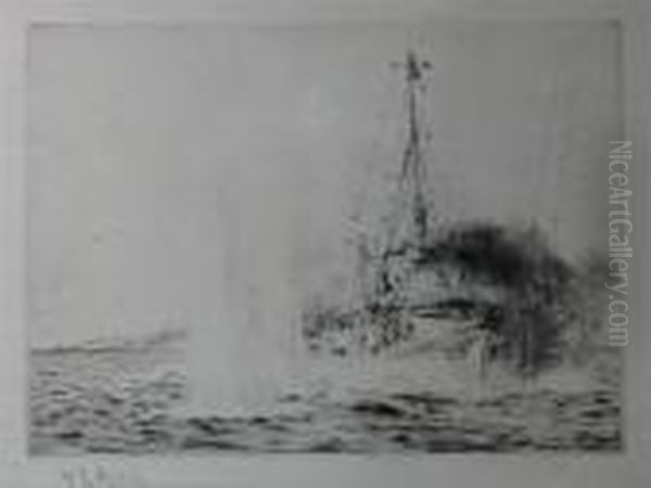 H.m.s. Chester Oil Painting by William Lionel Wyllie