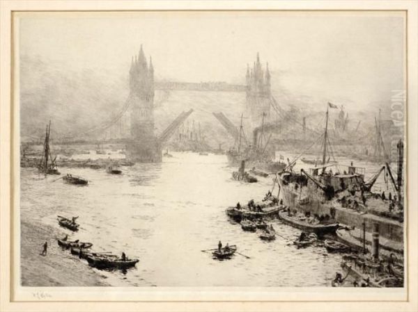 The Pool Of London And Tower Bridge Oil Painting by William Lionel Wyllie