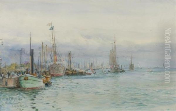 The Harbor, Copenhagen Oil Painting by William Lionel Wyllie