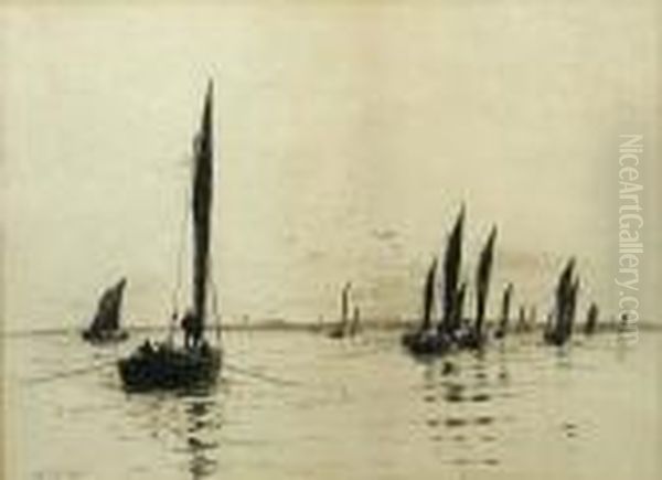 Sailing Boats Oil Painting by William Lionel Wyllie