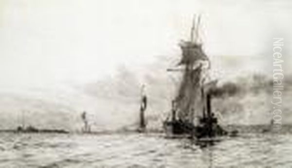 By And After, Steam And Sail, Etching, Signed In Pencil, 22cm X 37cm Oil Painting by William Lionel Wyllie