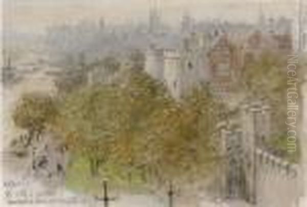 The City Of London From The Bonded Stores At Irongate Tower Oil Painting by William Lionel Wyllie