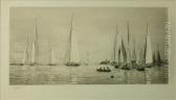 Yachtracing At Cowes Oil Painting by William Lionel Wyllie