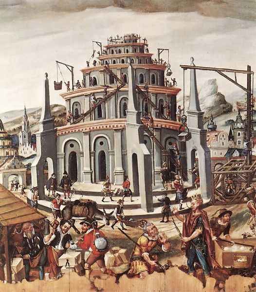 The Tower of Babel 1590s Oil Painting by German Unknown Masters