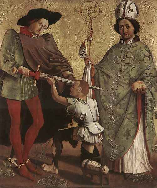 St Martin of Tours and St Nicholas of Bari c. 1450 Oil Painting by German Unknown Masters