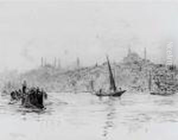 Fishing Boats On The Bosphorous, Constantinople Oil Painting by William Lionel Wyllie