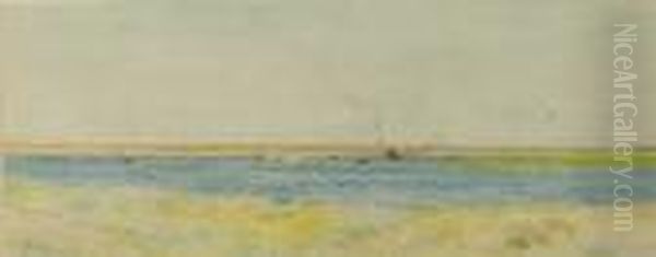 A Busy Estuary Oil Painting by William Lionel Wyllie