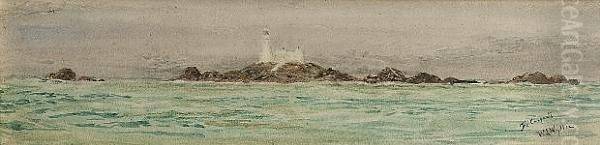 The Casquets Looking North, Guernsey Oil Painting by William Lionel Wyllie