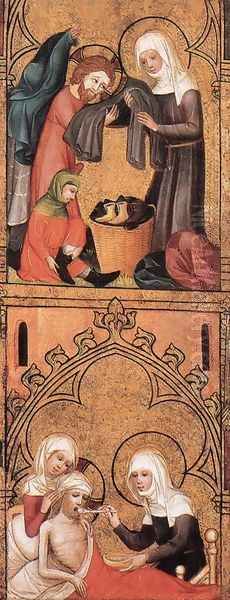 St Elizabeth Clothes the Poor and Tends the Sicks 1390s Oil Painting by German Unknown Masters