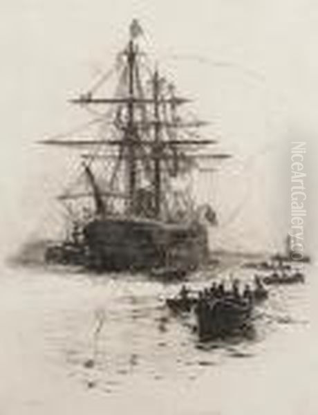 Homeward Bound - H.m.s Nelson Entering Themersey Oil Painting by William Lionel Wyllie