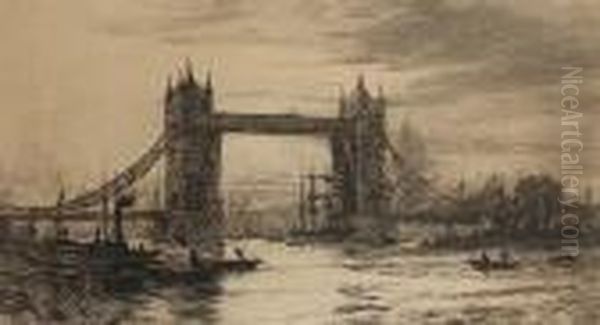 Tower Bridge Oil Painting by William Lionel Wyllie