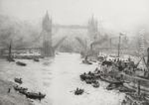 Tower Bridge Oil Painting by William Lionel Wyllie