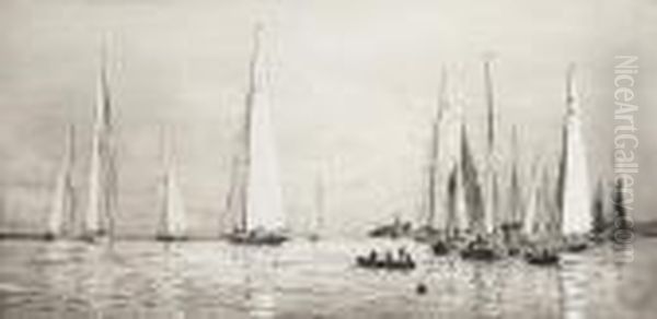 Yachting At Cowes Oil Painting by William Lionel Wyllie