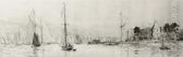 Yachts Off Cowes Castle Oil Painting by William Lionel Wyllie