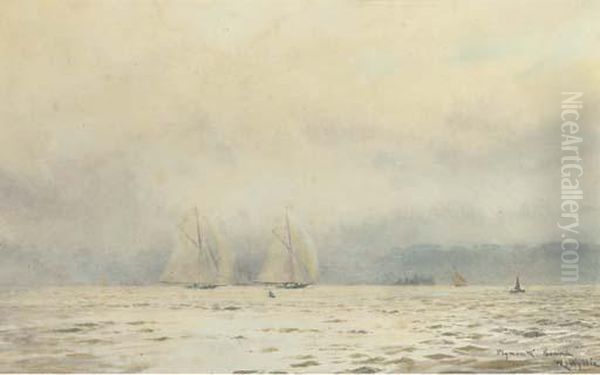 Big-class Yachts Racing In Plymouth Sound Oil Painting by William Lionel Wyllie