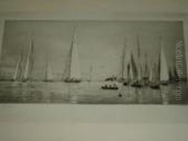 Yacht Racing At Cowes Oil Painting by William Lionel Wyllie