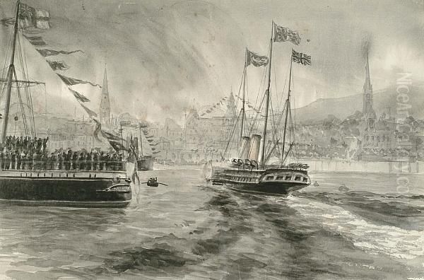 The Arrival Of The Royal Yacht Victoria And Albert Ii Oil Painting by William Lionel Wyllie